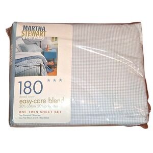 Martha Stewart Everyday Twin Sheet Set 180 Thread Count Easy Care Blend Blue